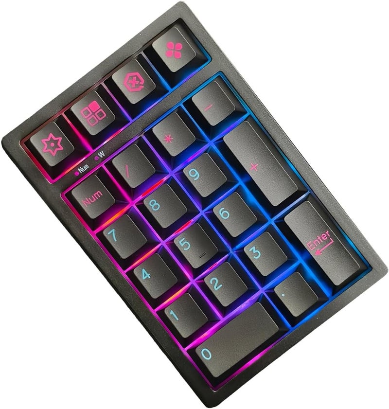 Boyi TD21 Hot Swap Numpad,21 Keys Mini Numpad Portable Keypad Bluetooth5.0/2.4G/Wired Number Pad Keyboard PBT Keycaps RGB Backlit Type-C Mini Keyboard (Cool Black Cherry Keycaps) - Image 1